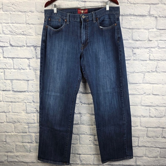 Lucky Brand Men 361 Vintage Straight Jeans Dark Wash Blue Denim Stretch 36X29 - Picture 2 of 12